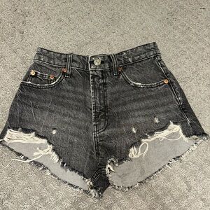 Zara Black Distressed Jean Shorts